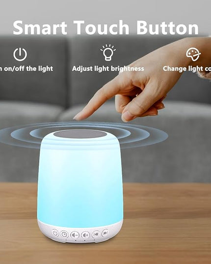 White Noise Sound Machine for Sleep Portable Sound Machine with 30 Soothing Sounds 12 Night Light Colors 4 Timer Sleep Machine for Baby Adults, Smart App Control, Touch Control