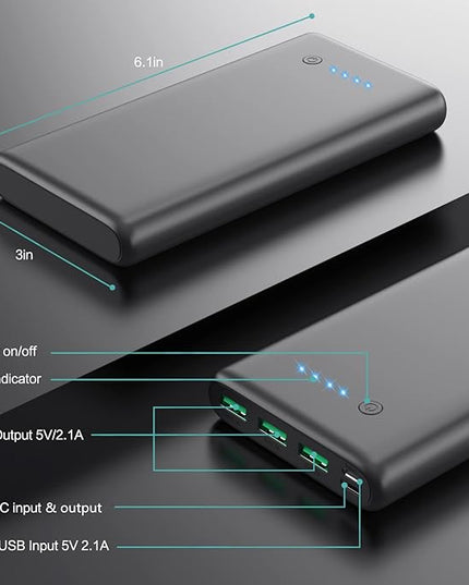 Portable Charger 36800mAh Power Bank,PD Fast Charging USB C External Battery Pack,4 Outputs 2 Inputs Travel Essentials Portable Phone Charger for iPhone 17/16/15/14/13/12,Galaxy S24 Android Phone etc