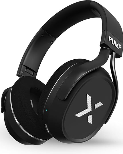 BlueAnt Pump X Wireless Over-Ear Headphones, Bluetooth, Powerful Bass, Active Noise Cancelling & Transparency Mode, Interchangeable Ear Cups, All-Day Comfort for Gym and Training, Black/Silver