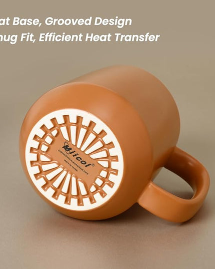 Miicol Ceramic Coffee Mug, 16 oz Large Coffee Cup, Tea Mug with Handle, Flat Bottom Mug for Men, Women, Office, Microwave and Dishwasher Safe, Multi-Color, Burnt Orange