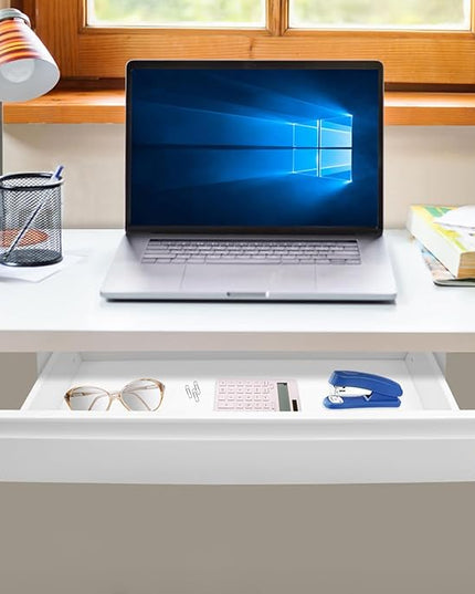 22" Under Desk Drawer Slide Out For Office Desk, Storage Organizer For Sit Stand Workstation, White