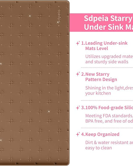 Sdpeia Under Sink Mat 31"×22" Waterproof Silicone Cabinet Liner & Sink Protector for Kitchen & Bathroom, Multi-Purpose Organizers Tray for Pets, Laundry, Cat Litter Mat