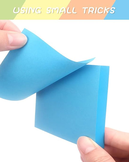 Sticky Notes 3x3 Self-Stick Notes Pads with 6 Bright Colors, Easy to Post for Office, School, Home, 6 Pads/Pack, 100 Sheets/Pad (Blue)