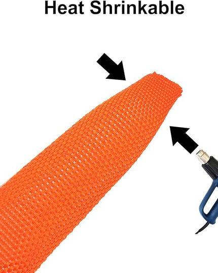 MECCANIXITY Braided Cable Sleeves Heat Shrinkable Fabric Sleeving, 5/8" 3ft Orange 2:1 Ratio Heat Shrinkable Cord Protector for Harness Cable, Network Cable Protection, Cable Management