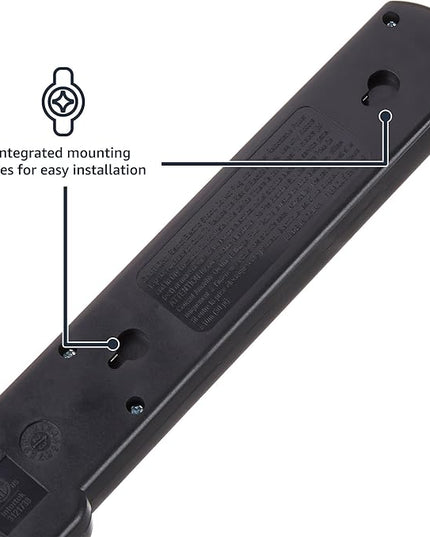 Amazon Basics 6-Outlet Surge Protector Power Strip with 200J Protection, Circuit Breaker, 2ft Extension Cord, Black, 2-Pack
