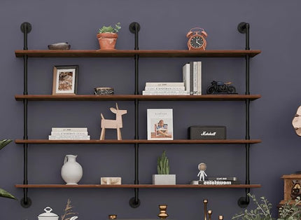 Floating Shelves for Wall Bookshelf Industrial Pipe Shelving Shelves 60 Inch Natural Wood Planks Rustic Wall Shelves Hanging Bookshelves Farmhouse Kitchen Shelving