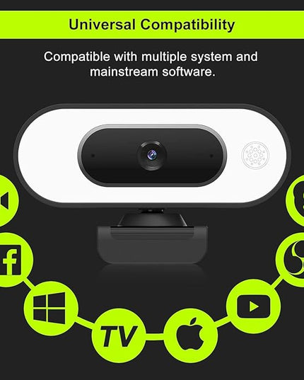 Webcam with Ring Light Microphone - Streaming Web Camera, 1080P Full HD Pro Camera for PC Mac Laptop Desktop, USB Computer Webcam with Privacy Cover and Tripod for Zoom Meeting Skype Teams Twitch