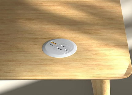 2pcs Desktop Power Grommet,2-inch Hole,20W USB C Fast Charging,2-USB Port,Flush Mount,Flat Plug,6.4 ft Cord,White