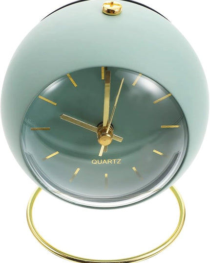 SHISEDECO Small Tableclocks Classic Non-Ticking Tabletop Alarm Clock with Night Light, Battery Operated Deskclock with HD Glass for Living Room Bedroom Bedside Indoor Decor (RN- Green)
