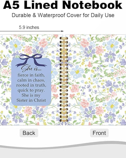 She is Fierce in Faith Calm in Chaos Spiral Notebook, Floral Purple Coquette Bows Notebook, Cute School Notebook for Women Girls, Inspirational Feminist Gifts for Women Friends Sister BFF