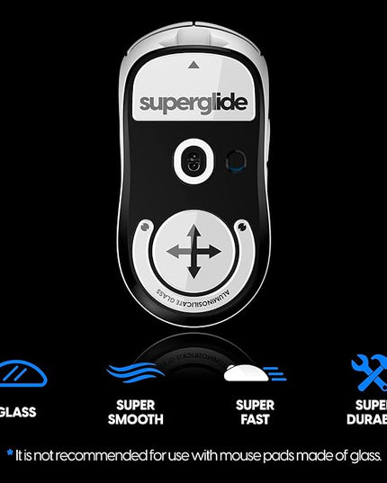 Superglide Glass Mouse Skates - Super Smooth Glide, Polished Round Edge, Super Fast Gaming Mouse Feet with Durable Sole for Logitech G Pro X Superlight1 (Type-S, White)