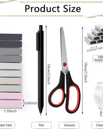 Office Supplies,Desk Accessories, Stapler and Tape Dispenser Set for Women with Stapler, Tape Dispenser, Staple Remover, Staples, Clips, Scissor and Tabs,Gift for Students, Coworkers