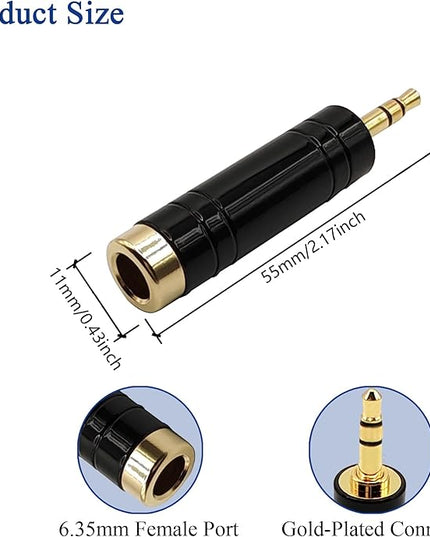 Voluty Tek 6.35MM Female to 3.5MM Male Headphone Adapter 1/4 to 1/8 Audio Stereo Adapter for Headphone 2PCS