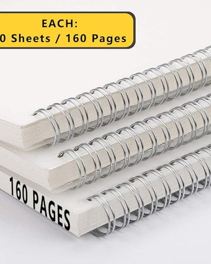 Large College Ruled Spiral Notebook 8.5" x 11" with 120gsm Thick Lined Paper, Elastic Band and Transparent Hard Cover - 3 Pack 480 Pages A4 Notepads for Journaling, Planning, Writing (Ruled, A4)