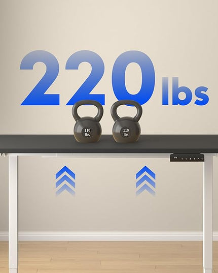 FLEXISPOT E3 Dual Motor Electric Standing Desk 48 x 30 Sit Stand Up Desk, Holds 220 lbs, Adjustable Height w/Memory Presets, One-Piece Black Desktop & White Frame, Ships in 2 Boxes