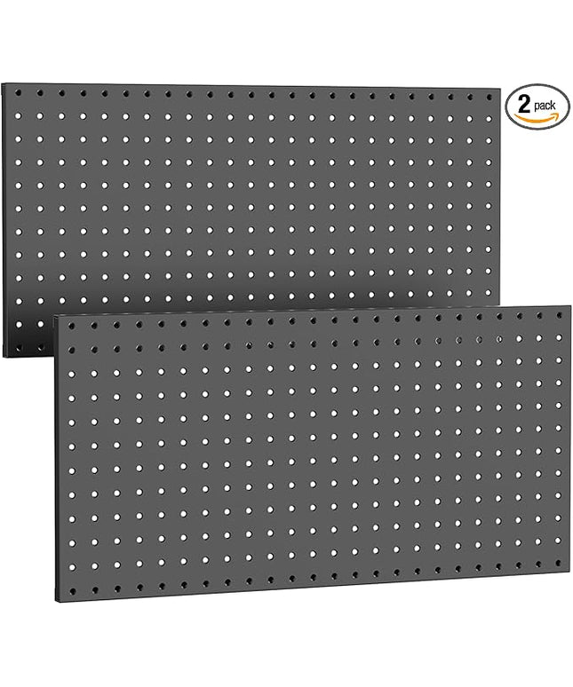 WALMANN Metal Pegboard Panels for Wall Garage Tools Storage Pegboard for Garage, Workbench, Modular Peg Board Tool Organizer Board(Pack of 2, Black)