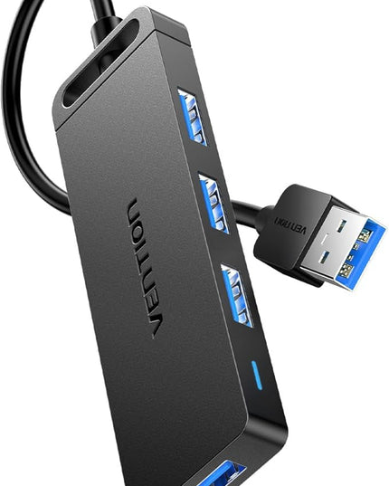 VENTION USB 3.0 Hub for Laptop- Multi USB Port Splitter, Ultra-Slim USB Extender Adapter, 4 Ports Fast Data Transfer for Laptop, MacBook, Printer, PS4, PC, Flash Drive, HDD, Wireless Mouse/Keyboard