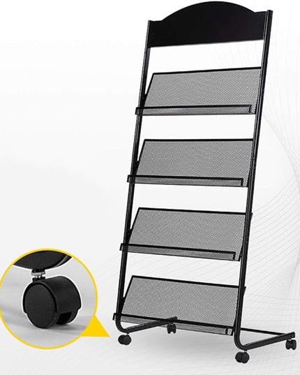 Iron Simple Floor-Standing Magazine Display Rack - Black