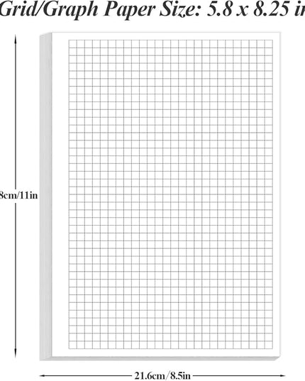 A5 Unpunched Grid Refill Paper - Graph Paper for Ring Binder/Discbound Notebook Planner Inserts, 100 Sheets/200 Pags Grid Paper, 100gsm White Pages, 5.8" x 8.3 "