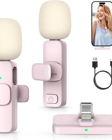 MAYBESTA Mini Wireless Microphone for iPhone, Android: Bluetooth Lavalier Lapel Phone Microphones for YouTube Video Recording - Clip on Mic for Tiktok Interview Podcast Vlog