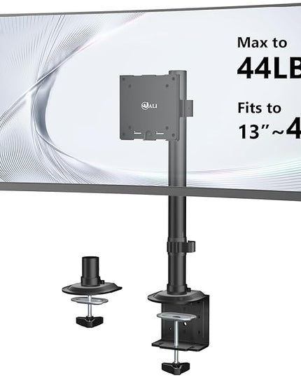 WALI Heavy Duty Single Monitor Arm Desk Mount for 13-49 Inch Screens, Ultrawide Monitor Stand with Full Motion Tilt, Swivel, Rotation, Holds up to 44 lbs, C-Clamp Mount for VESA 75/100mm,(M001S)
