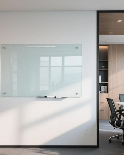 Glass Dry Erase White Board - 48"X36" Magnetic Whiteboard Large Frameless Boards with Super Strong Magnets for Office, School and Home Wall