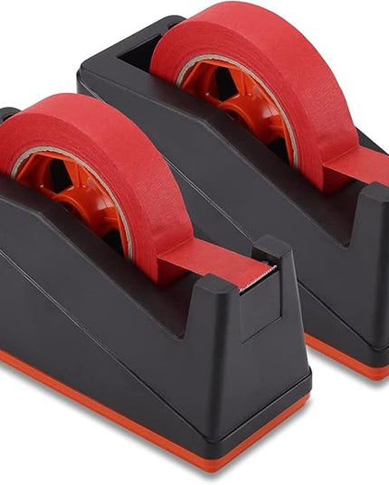 Lichamp 2 Pack Desktop Tape Dispenser Holder with Large 3 Inch Core for Masking, Heat Transfer Sublimation, Painters, Freezer and Kitchen Tapes, 0228BK