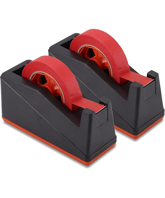 Lichamp 2 Pack Desktop Tape Dispenser Holder with Large 3 Inch Core for Masking, Heat Transfer Sublimation, Painters, Freezer and Kitchen Tapes, 0228BK