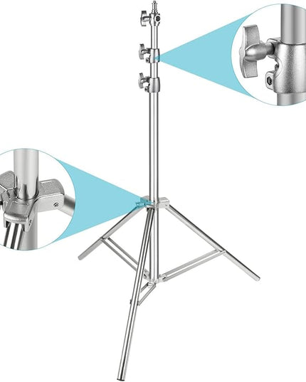 NEEWER 2PCS Light Stand Kit, 79"/200cm Stainless Steel Heavy Duty Tripod Stand with 1/4" to 3/8" Adapter for Studio Softbox, Monolight, Reflector
