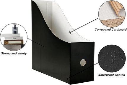 Limitliho 24 Pack Black Cardboard Magazine Holder, Sturdy Book Bins for Classroom Library, 10.6'' ×10.2'' ×3.5'' Inch Vertical File Folder Box