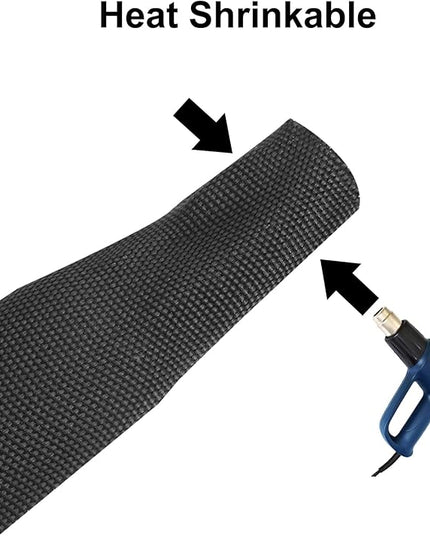 MECCANIXITY Braided Cable Sleeves Heat Shrinkable Fabric Sleeving, 1 1/4" 3ft Black 2:1 Ratio Heat Shrinkable Cord Protector for Harness Cable, Network Cable Protection, Cable Management