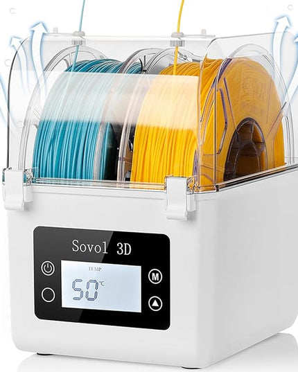 Sovol Filament Dryer 2025, SH01 Filament Dehydrator 3D Printer Spool Holder with Upgraded Fan, Dry Box for Keeping Filament Dry, Compatible with 1.75mm, 2.85mm PLA PETG TPU ABS