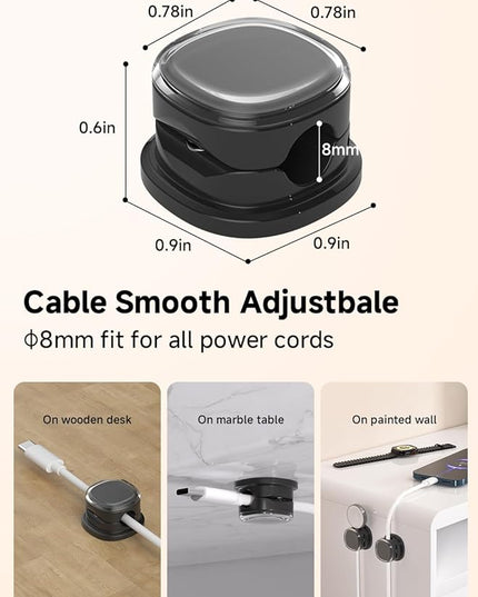 Magnetic Cable Clips, Adjustable Cord Holder Management, Adhesive Wire Keeper Organizer for Home Office Desk Phone PC Car Wall Desktop Nightstand Appliance (9-PCS Black)