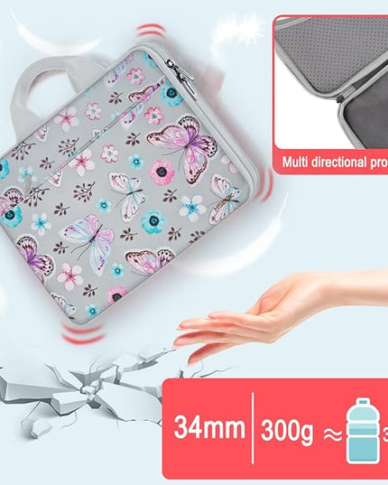 Hseok Laptop Case 13.3-14 inch Briefcase Handbag, Water-Resistant and Shockproof Computer Sleeve Compatible with MacBook Pro 14", Mac Air/Pro 13.3" and 13"-14" Notebooks Chromebooks,Butterfly