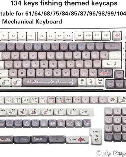 134 Keys MOA PBT Keycaps Set for Cherry Gateron MX Switches Mechanical Keyboard Key Cap (Smart Fish)