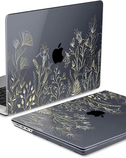 DONGKE Case for M5 MacBook Pro 14 inch 2025 2024-2021 M4 M3 M2 M1, Plastic Hard Shell Cover Compatible with A3434 A3112 A3401 A3185 A2992 A2779 A2442, Retina XDR Display & Touch ID, Floral Blooming