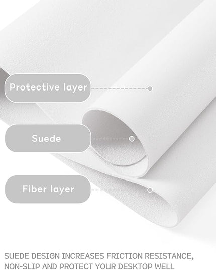 YSAGi Non-Slip Leather Desk Pad, Waterproof Laptop Computer Desk Keyboard Mat, Table Protector Blotter Mat, Large Mouse Pad for Office/Work/Home/Decor(White, 23.6" x 13.7")