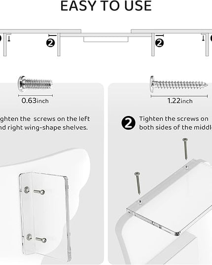 Dual Monitor Stand Riser, Wing-Shaped Sturdy Desktop Wood Stand for 2 Monitors, White Riser for Laptop, PC, Computer