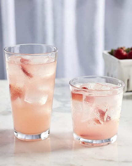 Libbey Flare Rocks, Glass Tumbler Set, Stylish Lead-Free Drinking Glasses Set of 16, Dishwasher-Safe Glass Cups Set for Daily Use and Parties
