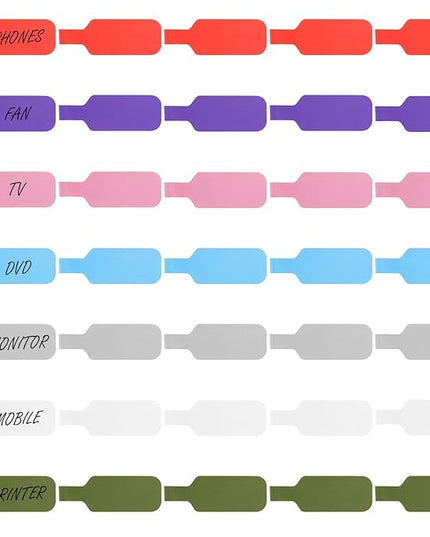 35 PCS Cable Cord Labels Large Size, Cord Labels Reusable Cable Label Tags Writable Wire Tags Label Multicolored Handwriting Cables Tag for Organizing Wires and Identification Electronics Computers