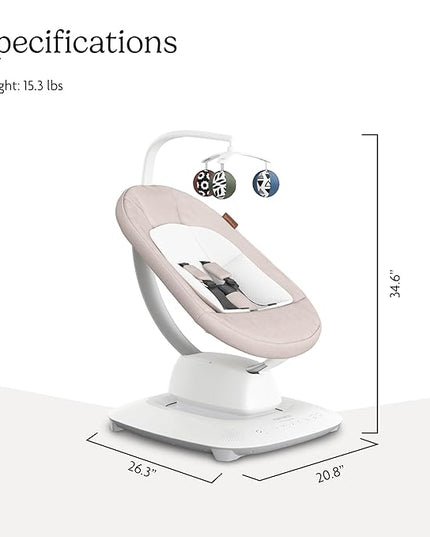UPPAbaby Mamaroo Smart Swing – Customizable Soothing Modes with MotionSync Technology – Infant Recline + Bluetooth Enabled – Included Newborn Insert – Charlie (Sand Mélange)