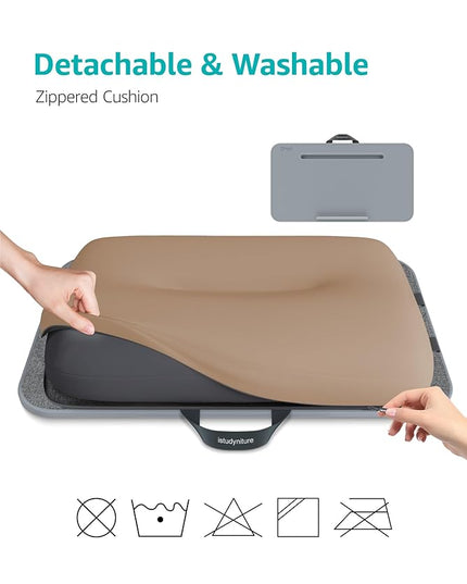 Istudyniture Lap Desk | Portable Laptop Desk & Stand – Fits Up to 17 inch – Washable Cushion, Built-in Phone Holder – for Bed, Couch, Sofa, Floor – Writing, Reading, Home Office – Large, Coffee
