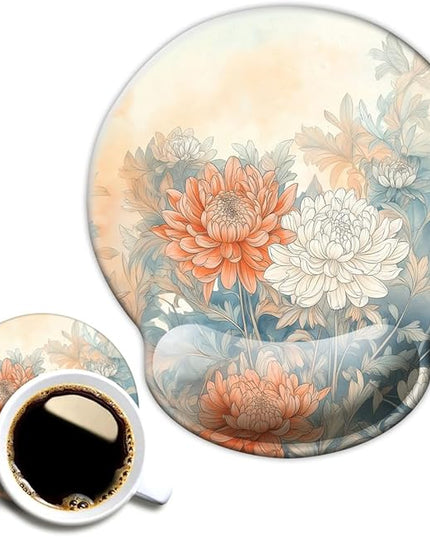 Ergo Comfort Gel Wrist Rest Mouse Pad-Ergonomic Office Mousepad with Wrist Support-Non-Slip, Design Desk Accessories Mat for Home&Game Decor Japanese Floral