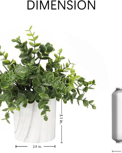 Hollyone Faux Plants Indoor Artificial Mini Potted Plants Plastic Green Plant Small Fake Plants Eucalyptus Decor in Pots for Home Table Room Bathroom Decor