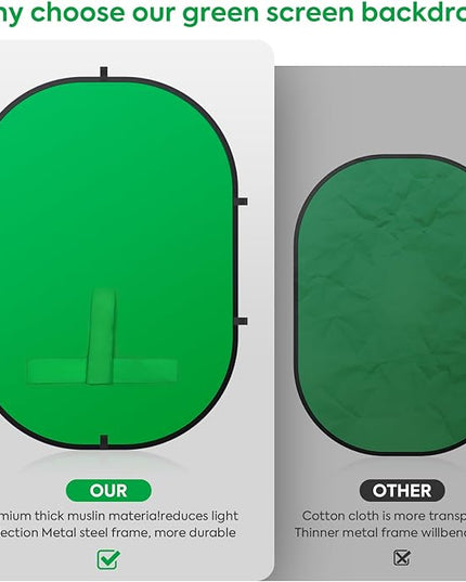 Green Screen Portable,Heorryn 3x5ft Green Blue Screen Chair Backdrop Kit Background Double Sided Pop Up Chroma Key for Photography,Live Streaming Gaming Zoom Video Chats Parties and Meeting