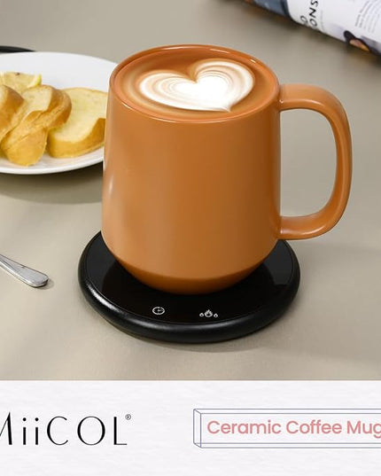 Miicol Ceramic Coffee Mug, 16 oz Large Coffee Cup, Tea Mug with Handle, Flat Bottom Mug for Men, Women, Office, Microwave and Dishwasher Safe, Multi-Color, Burnt Orange