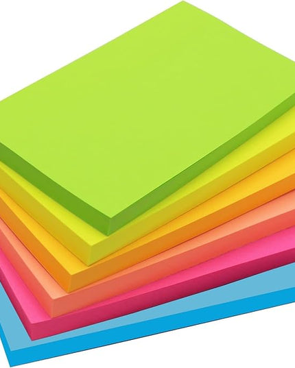480 Sheets 3 in x 5 in Large Sticky Notes, 76 x 127 mm 6 Pads Assorted Self-Stick Pads for Notebook,Office,School and Home,80 Sheets/Pad (6 Pads Brillant)