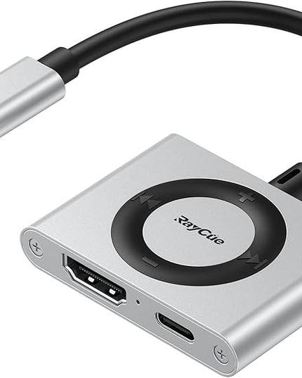 RayCue 2-in-1 USB C Hub, USB C to HDMI Adapter with HDMI 4K@60Hz & 100W PD Charging - Adapter for Laptop, MacBook, IPad (USB-C), iPhone 15/16, Tablets, Switch