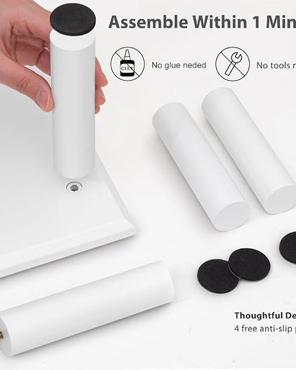 Bamboo Dual Monitor Stand Riser White, Desk Monitor Riser for 2 Monitors, Supports for PC Computer Monitor, Printer, Heavy TV Riser up to 300 lbs, White