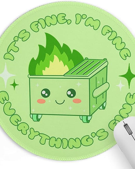 Light Green Dumpster Round Mouse Pad 8.6 x 8.6 Inch, Cute Funny Mousepad for Laptop Gaming, Stitched Edge Non-Slip Rubber Base, Home Office Decor Desk Accessories